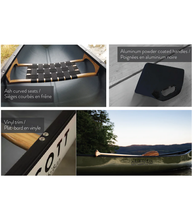 Scott Canoe Abitibi & co. - Scott Canoe - Fiberglass Bushman 14' Forest Green with Kevlar Skid Plates