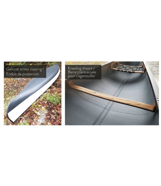 Scott Canoe Abitibi & co. - Scott Canoe - Kevlar Prospector 17 Light Blue Kevlar with Skid Plate, Black Aluminum Trim,  & Gelcoat