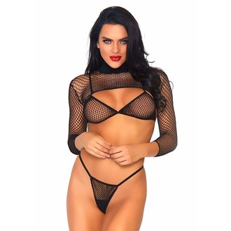 LEG AVENUE FISHNET LONG-SLEEVE SET