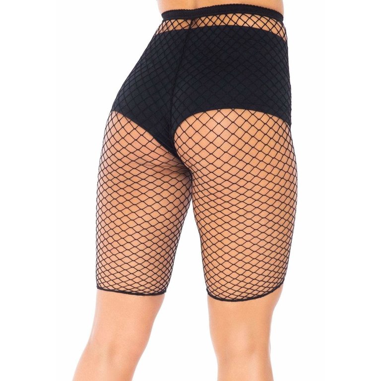 LEG AVENUE FISHNET BIKER PLUS SIZE SHORTS