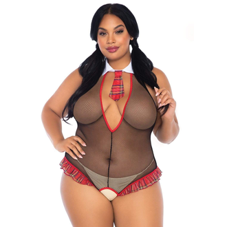 LEG AVENUE PLUS SIZE SCHOOL GIRL FISHNET TEDDY