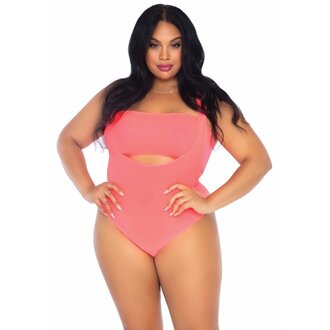 LEG AVENUE BANDEAU TOP AND BODYSUIT SET PLUS SIZE