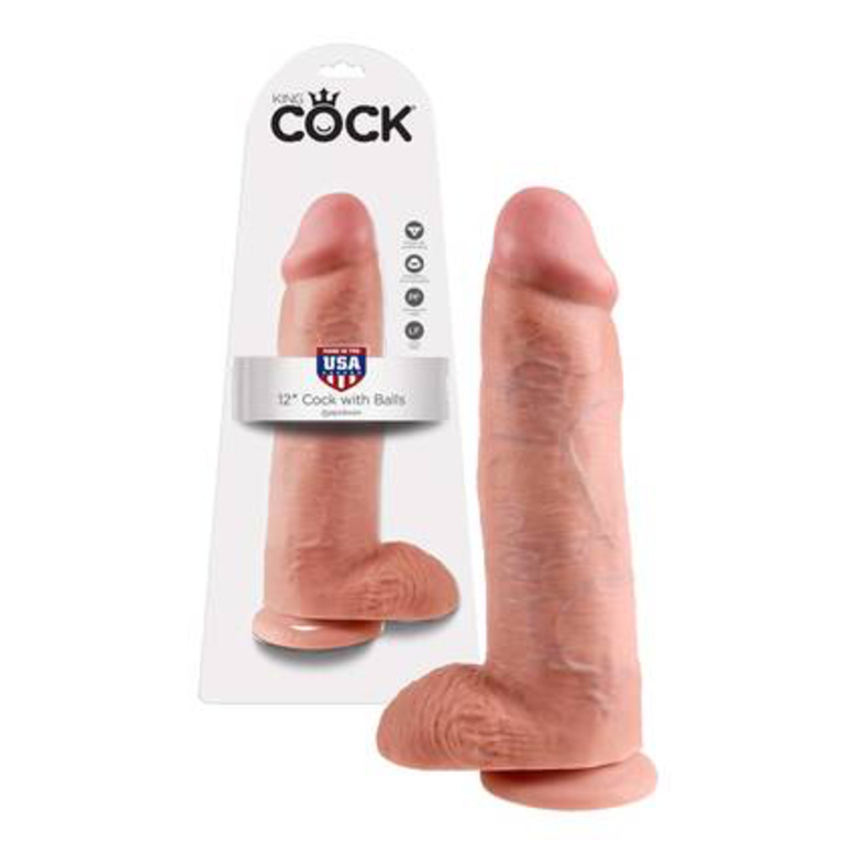 PIPEDREAM KING COCK 12 IN COCK W/BALLS FLESH