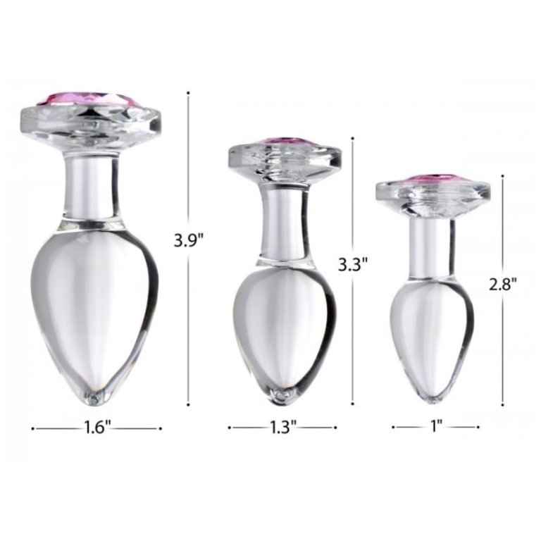 XR BRANDS PINK GEM GLASS ANAL PLUG