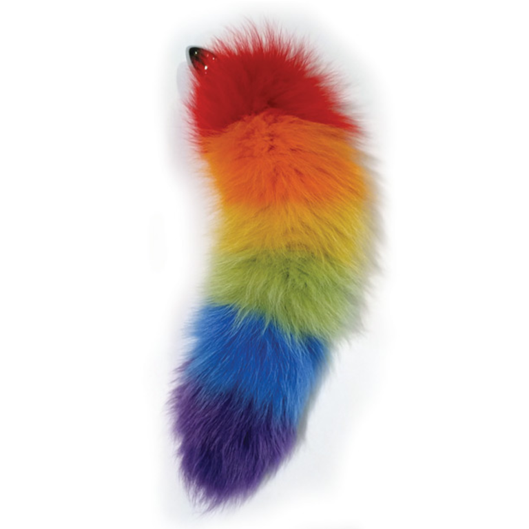 HOTT PRODUCTS RAINBOW FOXY TAIL W/STAINLESS STEEL BUTT PLUG