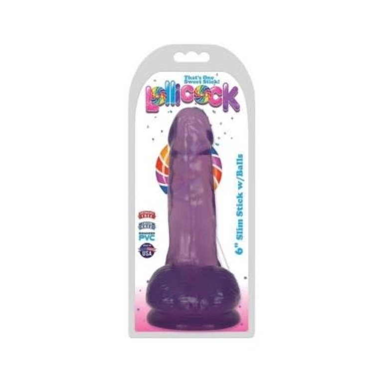 LOLLICOCK 6" SLIM STICK WITH BALLS - GRAPE ICE