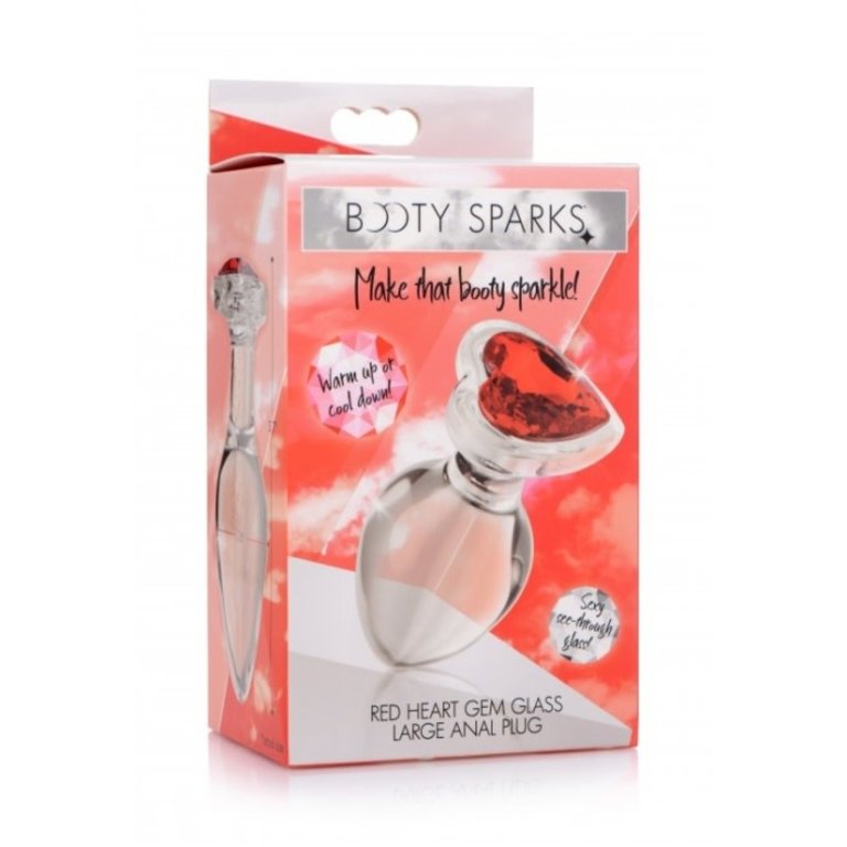 XR BRANDS BOOTY SPARKS RED HEART GLASS PLUG