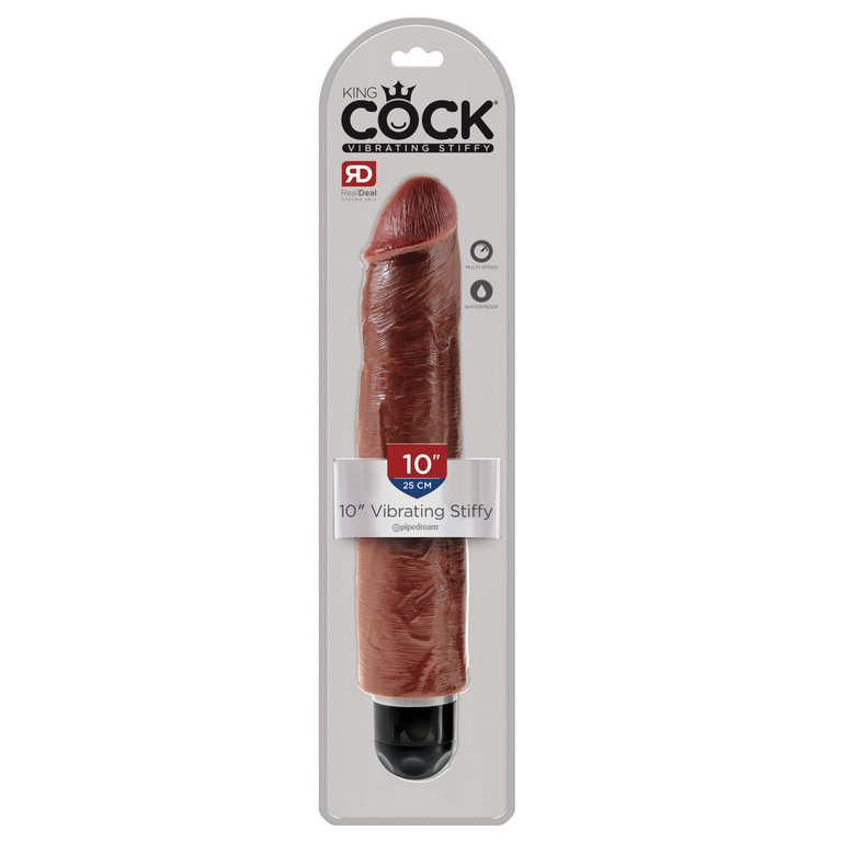 PIPEDREAM KING COCK 10 IN VIBRATING STIFFY BROWN