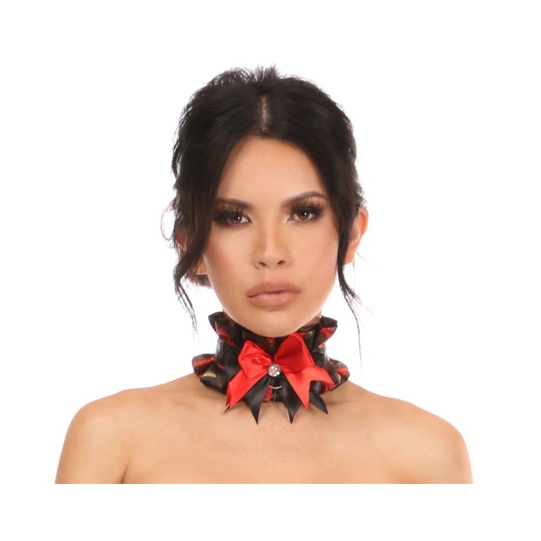 DAISY CORSETS RED ROSES SATIN CHOCKER