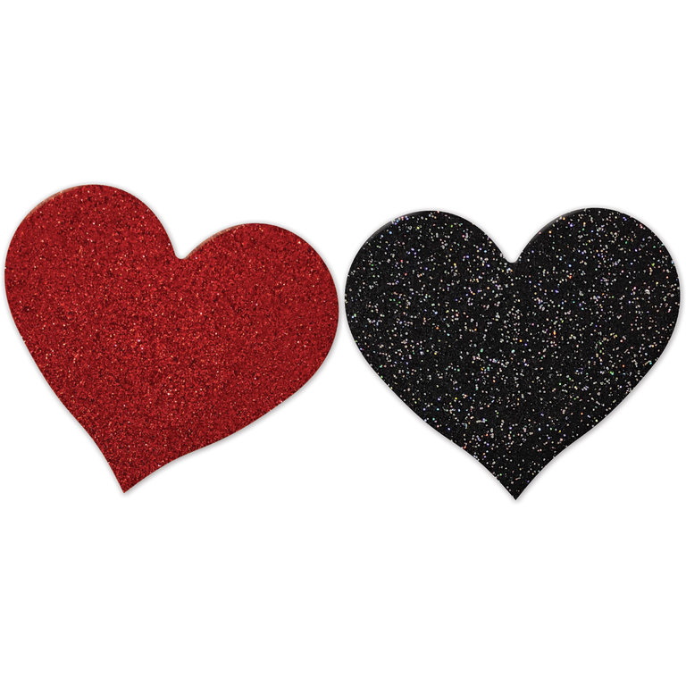 HOTT PRODUCTS NIPPLICIOUS BLACK & RED HEARTS NIPPLE PASTIES