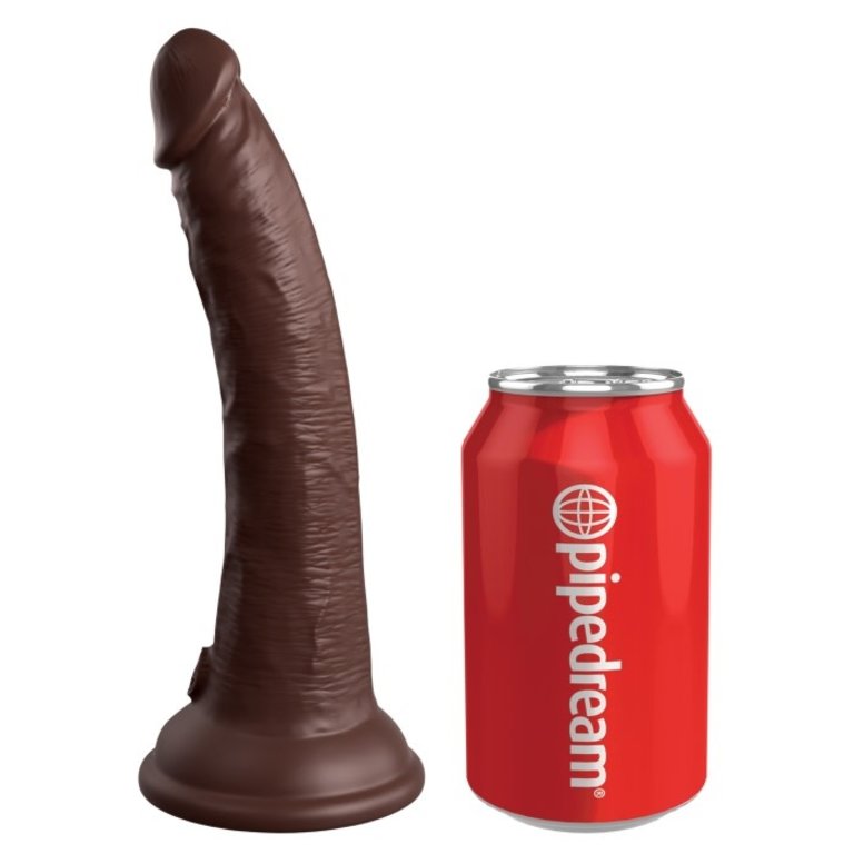 PIPEDREAM KING COCK ELITE 7" VIBE SILICONE DUAL DENSITY COCK -BROWN