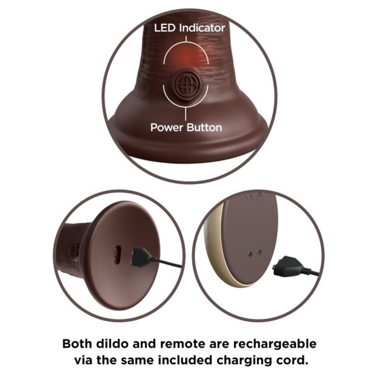 PIPEDREAM KING COCK ELITE 7" VIBE SILICONE DUAL DENSITY COCK -BROWN