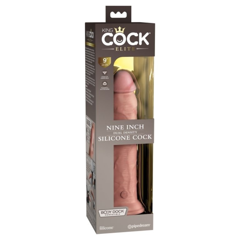 PIPEDREAM KING COCK ELITE 9" SILICONE DUAL DENSITY COCK - LIGHT