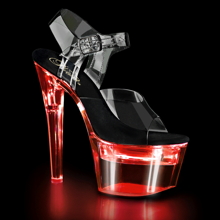 PLEASER SHOES 7" HEEL LED ILLUMINATED ANKLE STRAP SANDAL