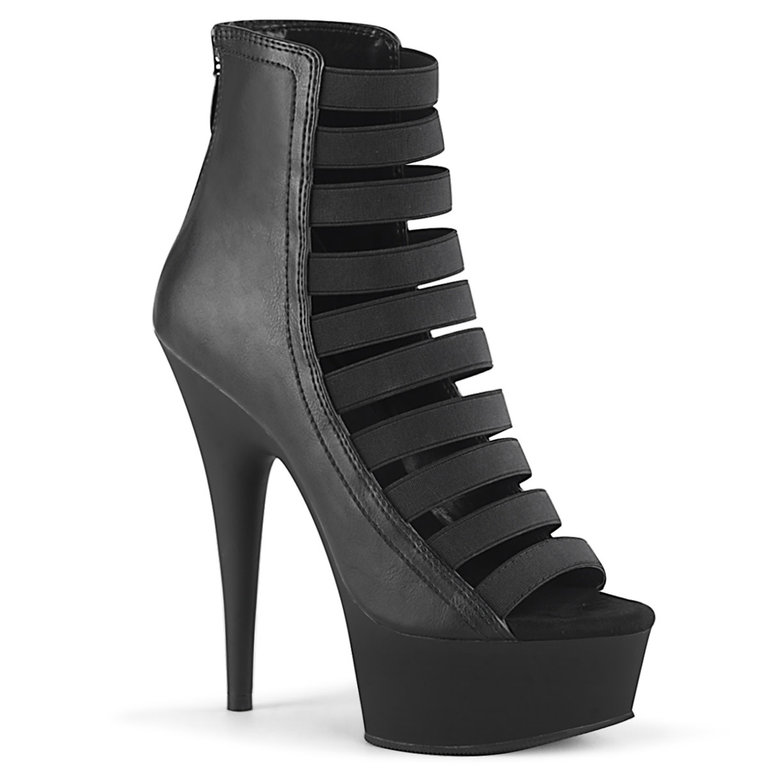 PLEASER SHOES 6" PLATFORM OPEN TOE STRAPPY ANKLE BOOTIE