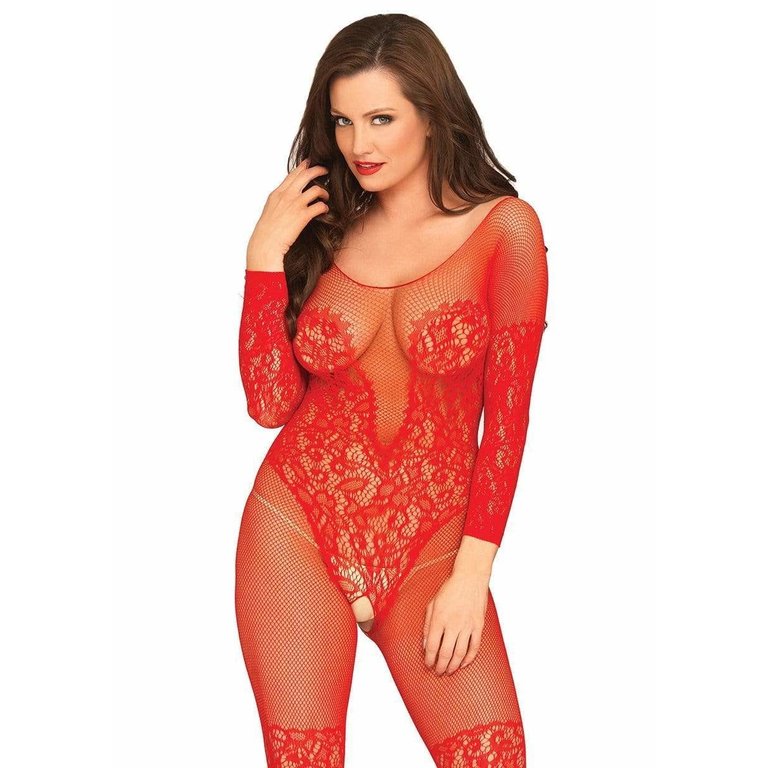 LEG AVENUE LACE AND FISHNET BODYSTOCKING