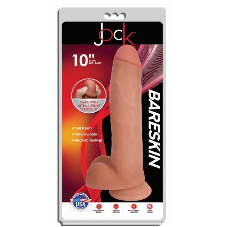 JOCK 10" BARESKIN DONG WITH BALLS - VANILLA