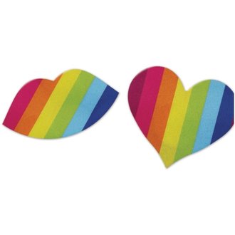 HOTT PRODUCTS RAINBOW HEARTS NIPPLE PASTIES - 2PK