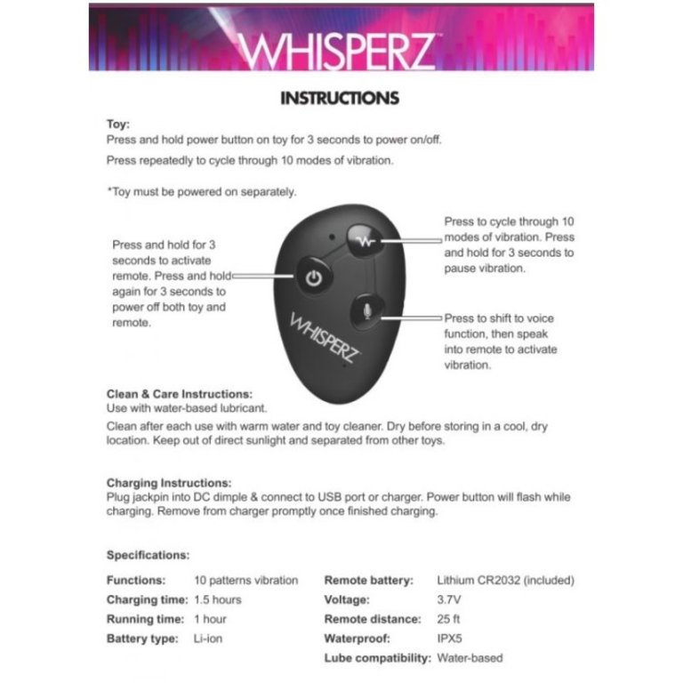 XR BRANDS WHISPERZ VOICE ACTIVATED 10X VIBRATING EGG W/ REMOTE