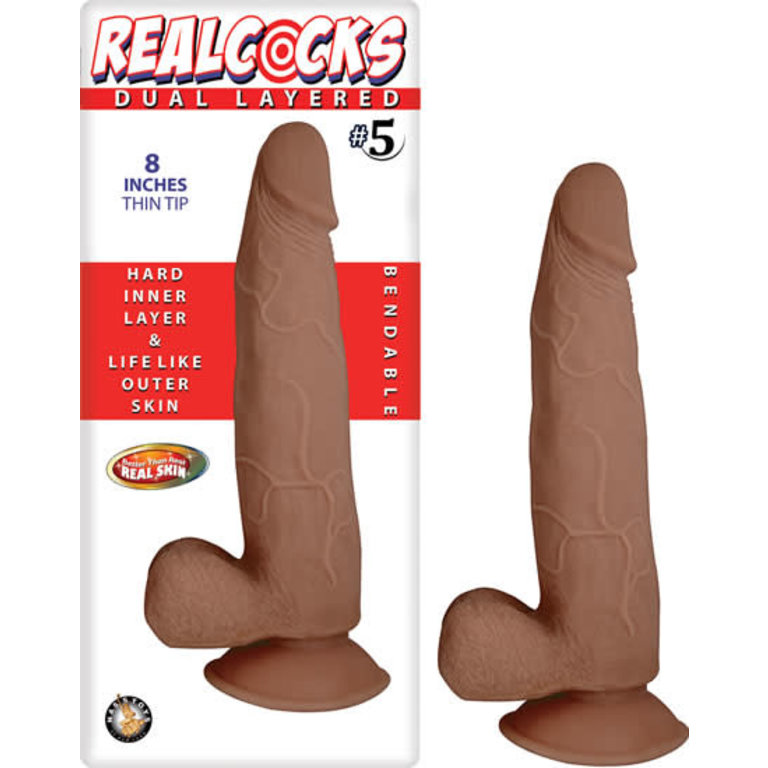 NASS TOYS REAL COCKS DUAL LAYERED #5 THIN TIP 8 "