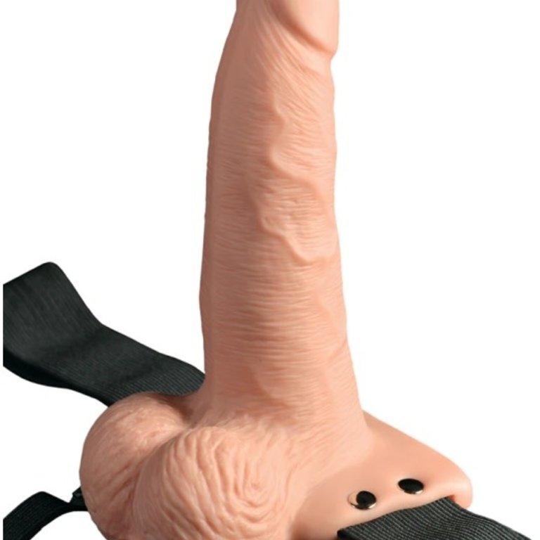 PIPEDREAM 6 IN HOLLOW RECHARGEABLE STRAP-ON REMOTE FLESH