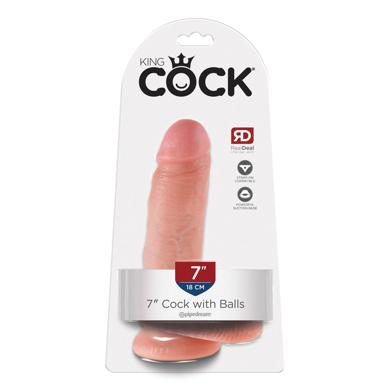 PIPEDREAM KING COCK 7 IN COCK W/BALLS FLESH