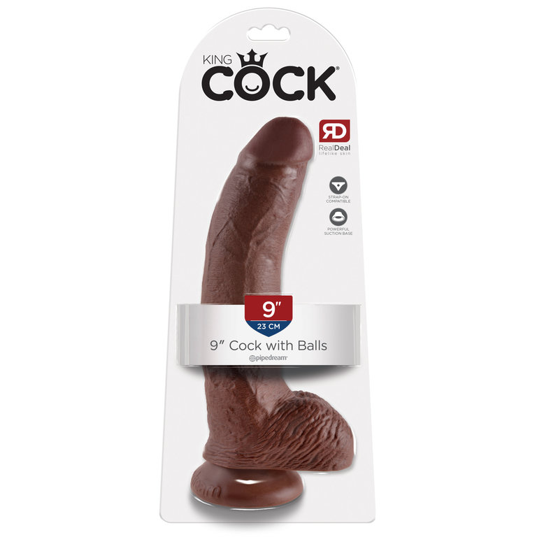 PIPEDREAM KING COCK 9 IN COCK W/BALLS BROWN