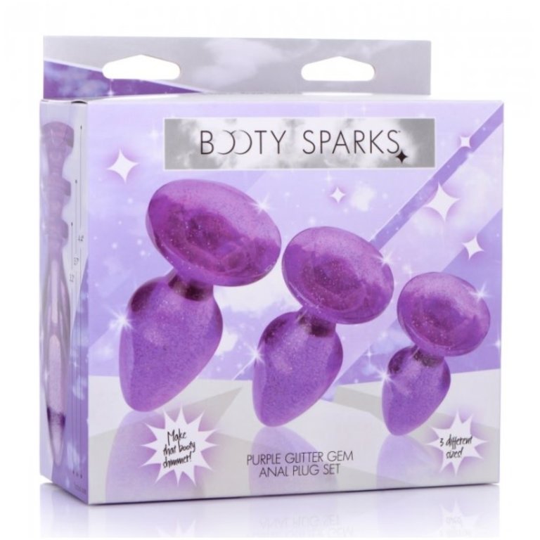 XR BRANDS BOOTY SPARKS GLITTER GEM ANAL PLUG SET