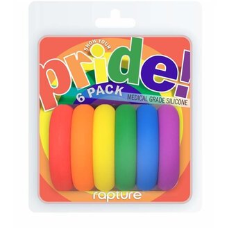 RAPTURE NOVELITES RAINBOW SILICONE COCKRING - 6PK