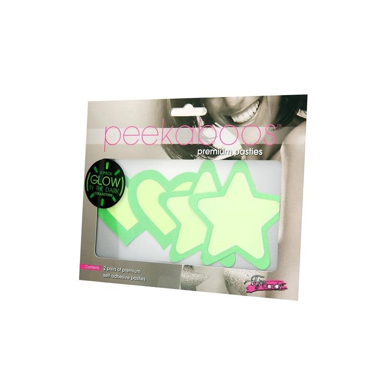 PEEKABOOS GREEN GLOW IN THE DARK HEARTS & STARS