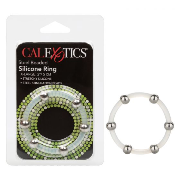 CALIFORNIA EXOTIC STEEL BEADED SILICONE RING XL