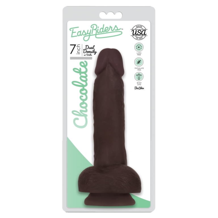 EASY RIDERS EASY RIDERS 7" SLIM BIOSKIN DONG W/ BALLS - CHOCOLATE
