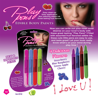 HOTT PRODUCTS PLAY PEN EDIBLE BODY PAINT 4 PACK