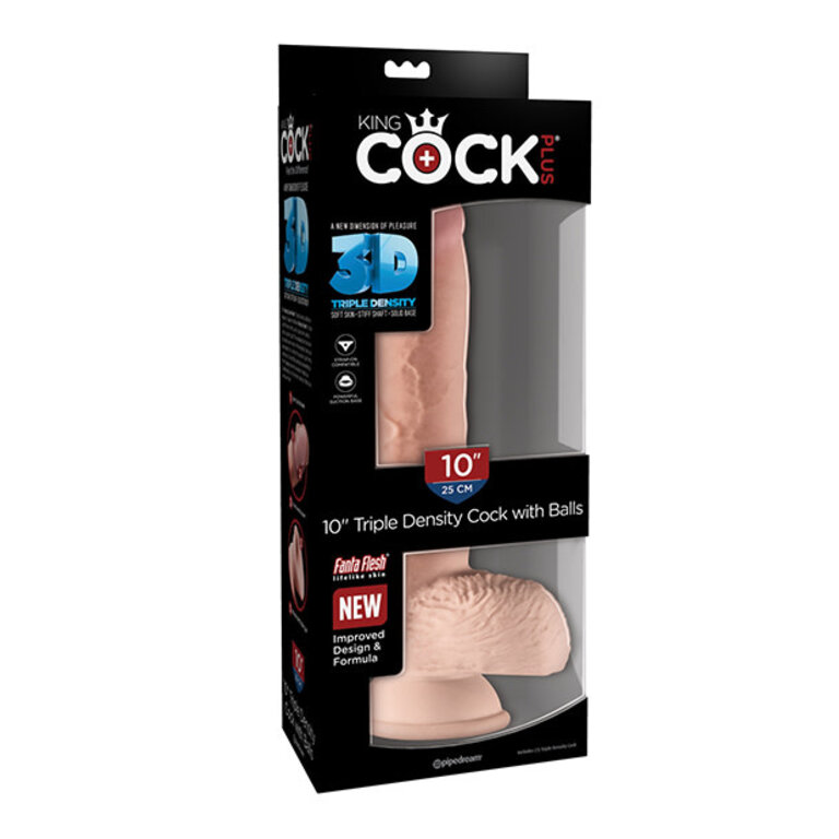 PIPEDREAM KING COCK PLUS 10 IN TRIPLE DENSITY COCK W/BALLS LIGHT