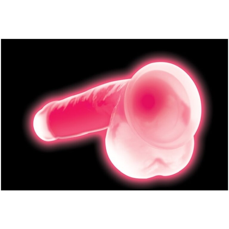 LOLLICOCK LOLLICOCK 7" GLOW-IN-THE-DARK DILDO W/BALLS PNK