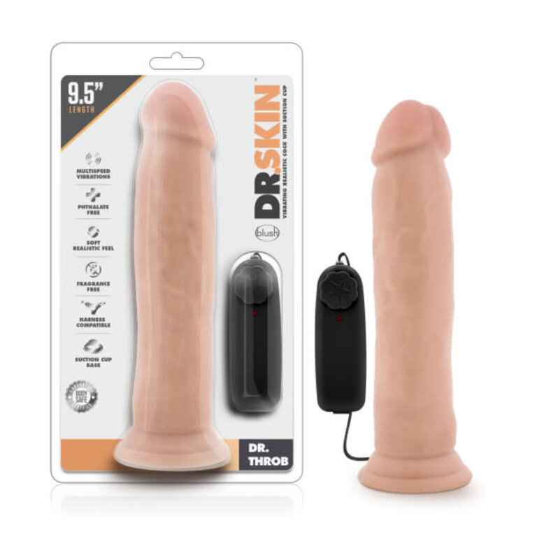 BLUSH NOVELTIES DR SKIN  9.5IN VIBRATING COCK W/ SUCTION CUP