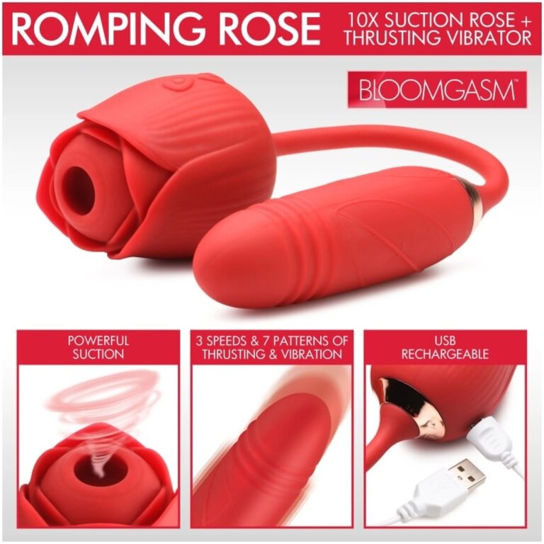 XR BRANDS ROMPING ROSE 10X SUCTION ROSE & THRUSTING VIBE
