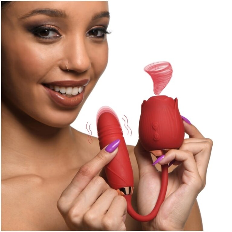 XR BRANDS ROMPING ROSE 10X SUCTION ROSE & THRUSTING VIBE