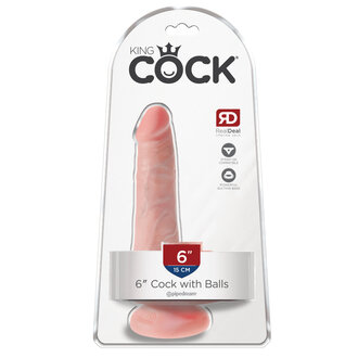 PIPEDREAM KING COCK 6 IN COCK W/BALLS LIGHT