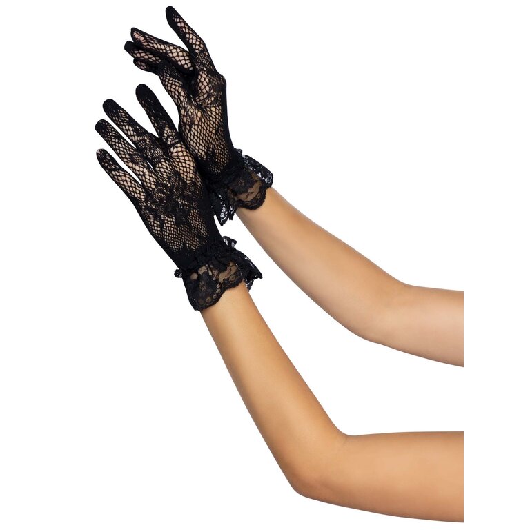 LEG AVENUE FLORAL STRETCH LACE GLOVES