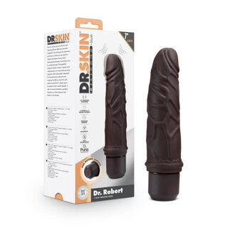 BLUSH NOVELTIES DR. SKIN SILICONE DR. ROBERT 7 IN VIBRATING DILDO BROWN