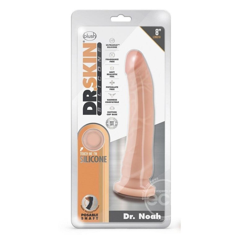 BLUSH NOVELTIES DR. SKIN DR. NOAH SILICONE DILDO W/ SUCTION CUP 8IN - VANL