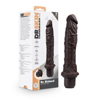 BLUSH NOVELTIES DR. SKIN SILICONE DR. RICHARD 9IN VIBRATING DILDO BROWN