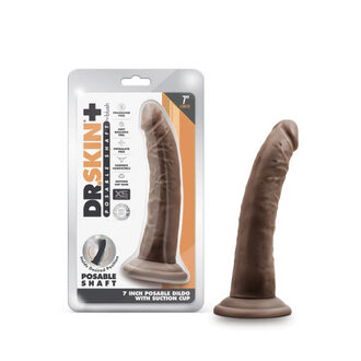 BLUSH NOVELTIES DR SKIN PLUS 7IN POSEABLE DILDO CHOCOLATE