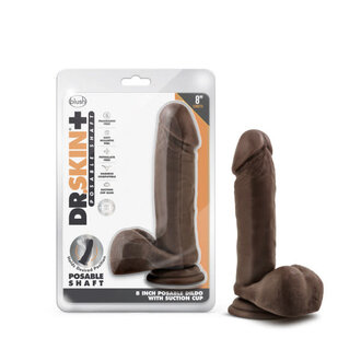BLUSH NOVELTIES DR SKIN PLUS 8IN POSABLE DILDO W/ BALLS CHOCOLATE