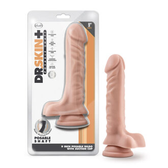 BLUSH NOVELTIES DR SKIN PLUS 9IN POSABLE DILDO W/ BALLS VANILLA