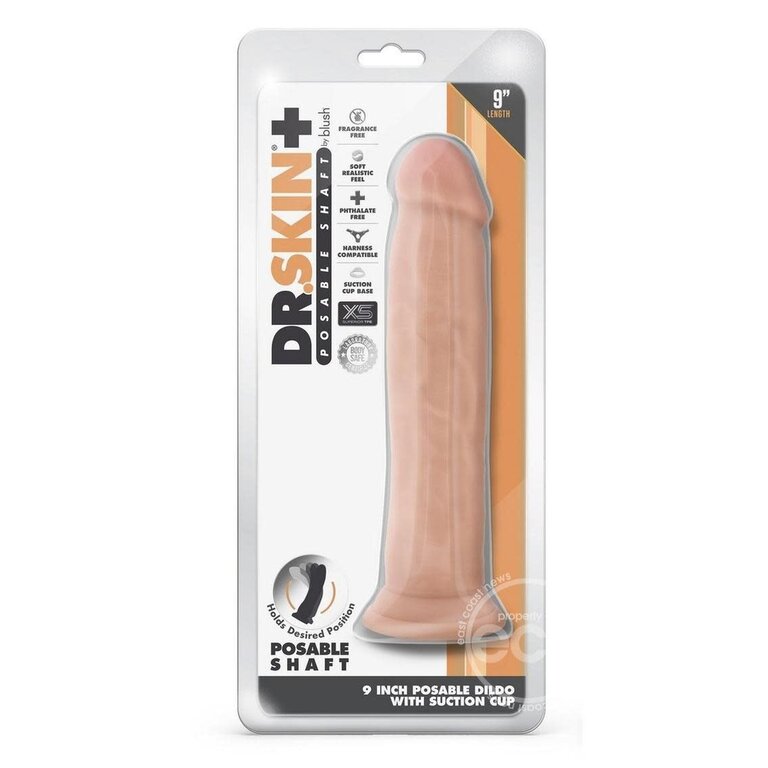 BLUSH NOVELTIES DR. SKIN PLUS THICK POSABLE DILDO W/ SUCTION CUP 9IN -  VNAL