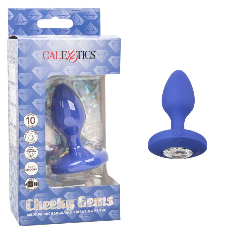 CALIFORNIA EXOTIC CHEEKY GEMS VIBRATING PROBE MEDIUM BLUE