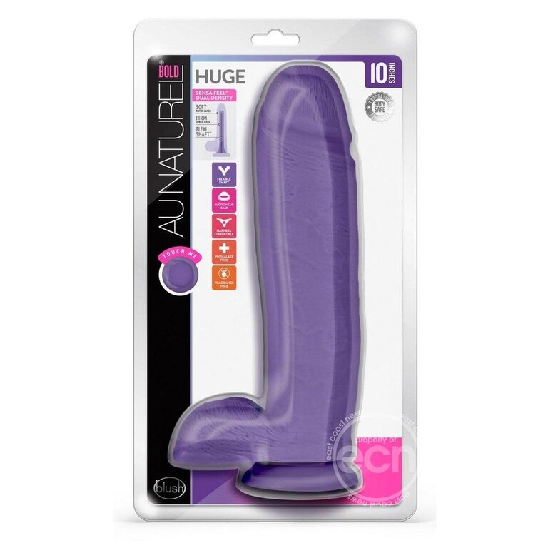 BLUSH NOVELTIES Au Naturel Bold Huge Dildo with Suction Cup and Balls 10in - Purple