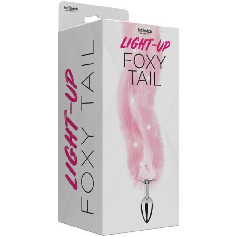 HOTT PRODUCTS FOXY TAIL - LIGHT UP FAUX FUR BUTT PLUG PNK